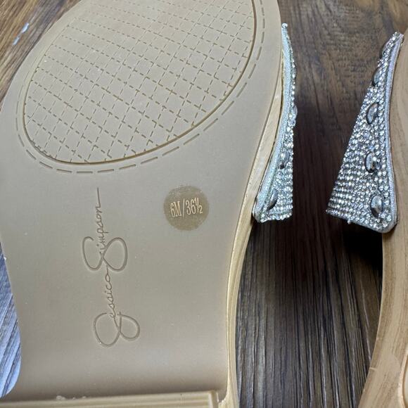 Jessica Simpson Rexile Size 6 Silver Shimmer Studded Platform Sandals - Picture 8 of 14